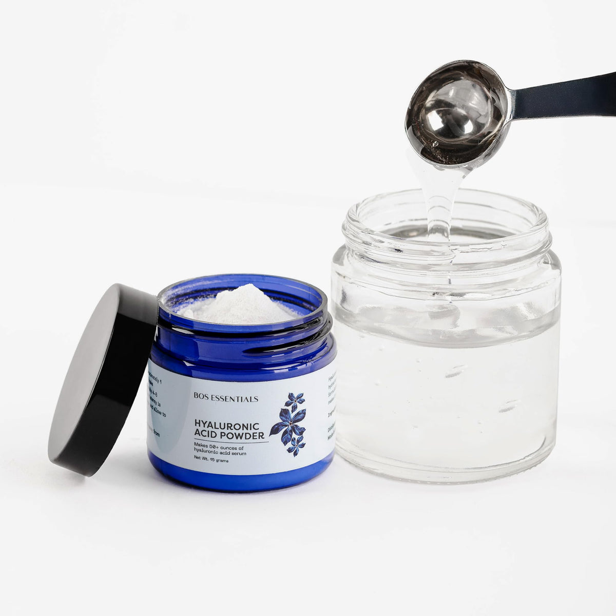 Bos Essentials dispensed serum texture on fingertip showing lightweight hydration