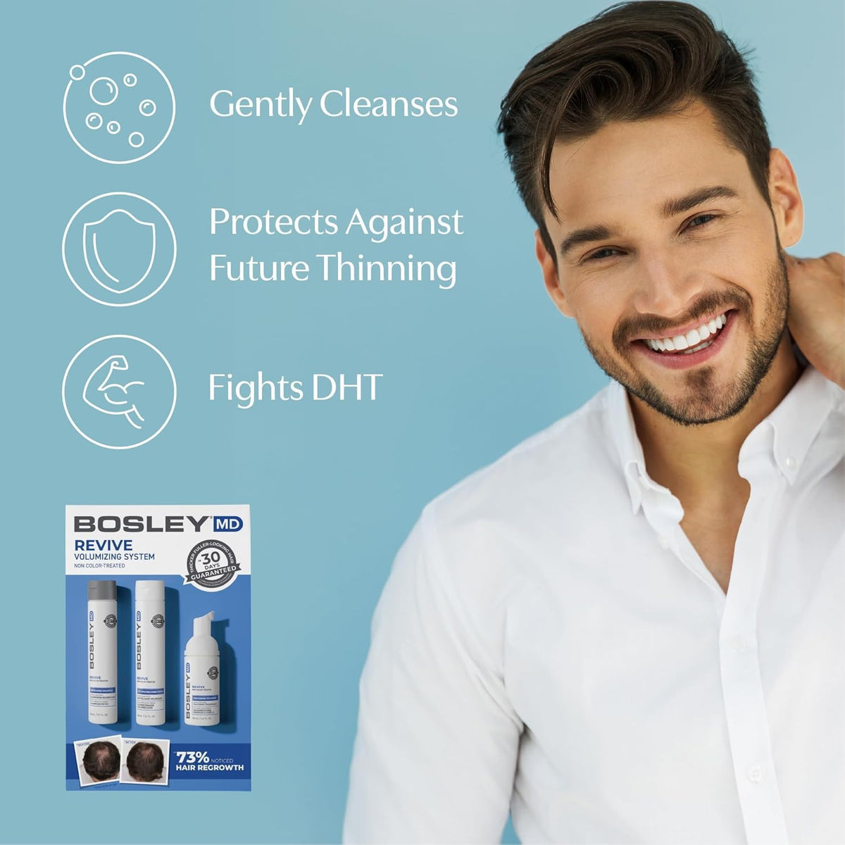 BosleyMD conditioner cream detail highlighting hydrating formula for smoother, stronger hair