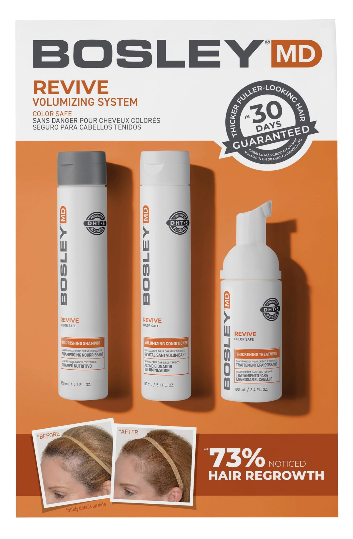 BosleyMD front packaging of BosRevive starter kit showing full set and benefits