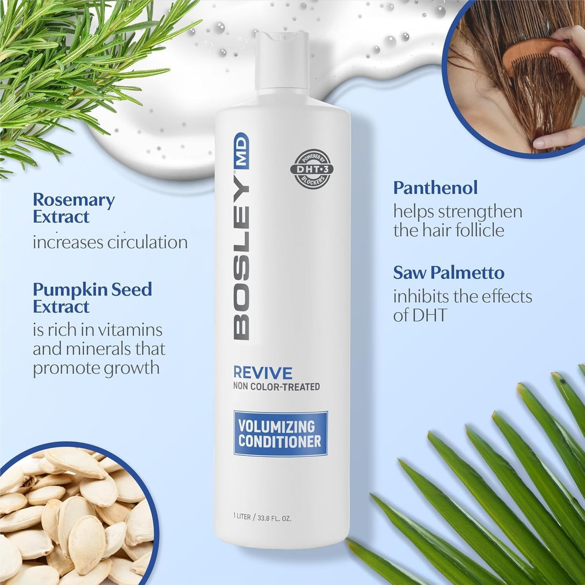 BosleyMD BosRevive applied in shower to add visible volume