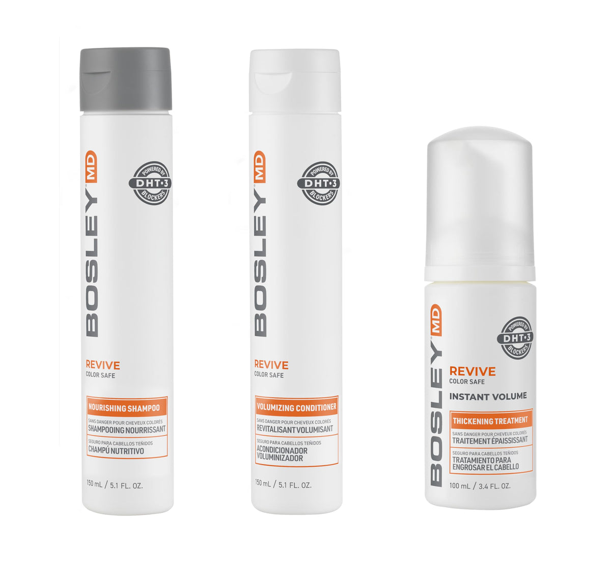 BosleyMD shampoo pump close-up highlighting gentle, color-safe cleansing