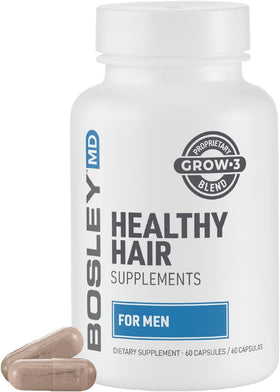 BosleyMD bottle front view showing supplement packaging and branding for hair support