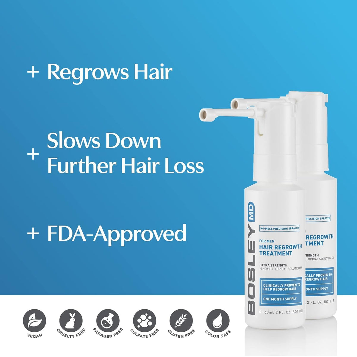 BosleyMD fine nozzle closeup highlighting precise spray delivery benefit