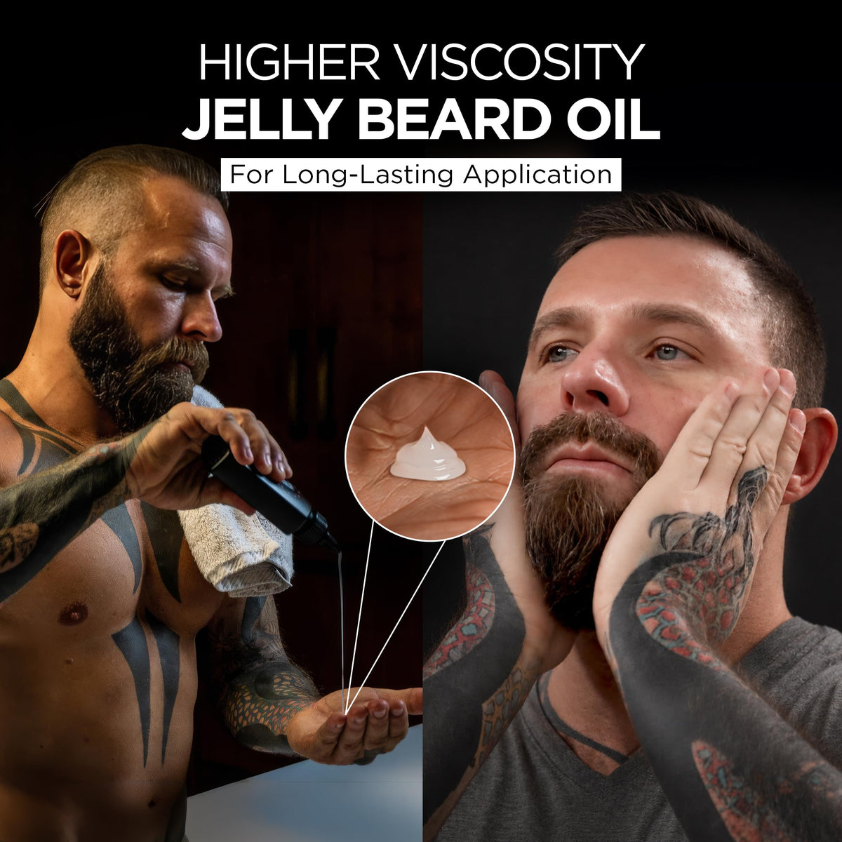 Bossman jelly being applied to beard demonstrating smooth control