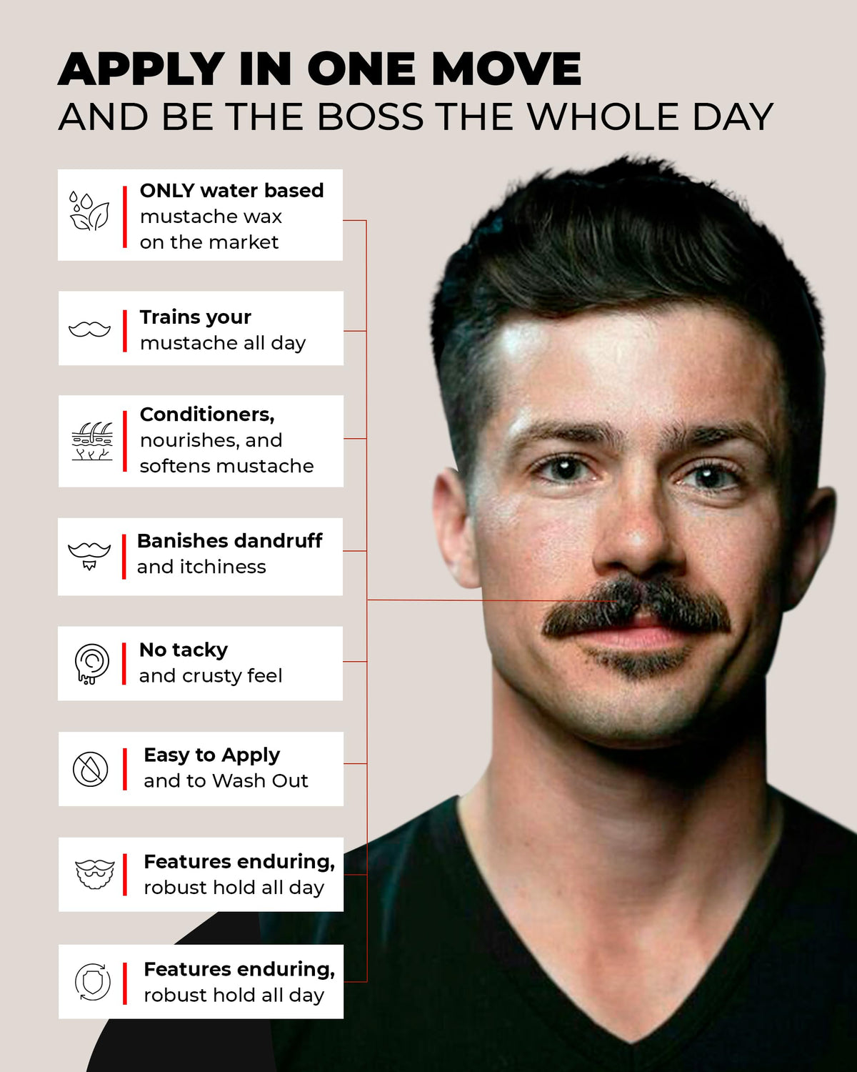 Bossman MUDstache applied with fingertips demonstrating smooth, non-tacky spread