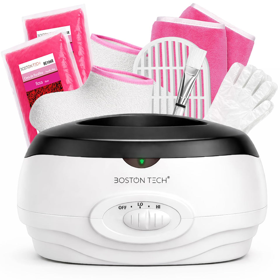 Boston Tech paraffin wax warmer front view showing compact design and controls, improves at-home treatments
