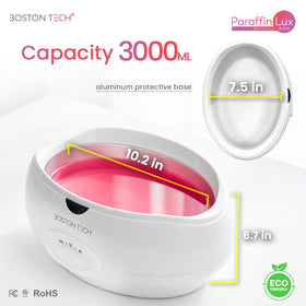 Boston Tech paraffin wax warmer open 3L basin with melted wax, demonstrates generous capacity for hands