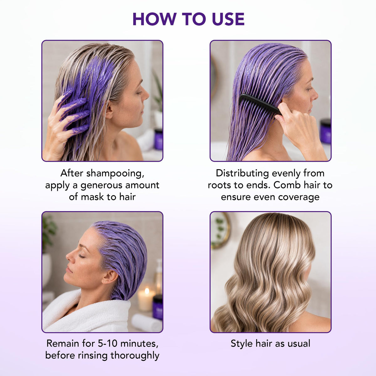 Botanic Hearth application on blonde hair demonstrating brassiness neutralizing action