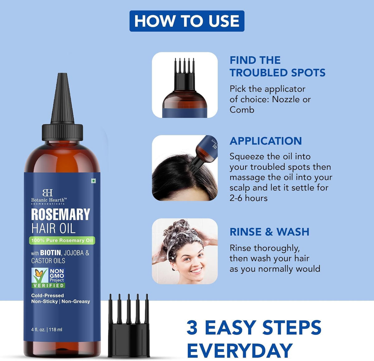 Botanic Hearth applicator tip close-up for precise root-targeted oil delivery and control