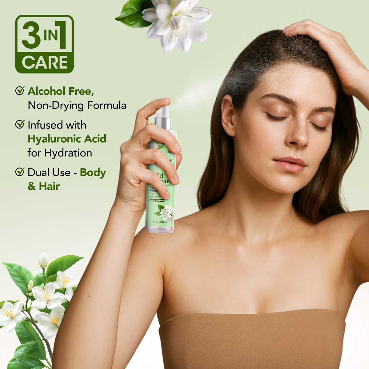 Botanic Hearth bottle held in hand to show 3.4 fl oz travel scale