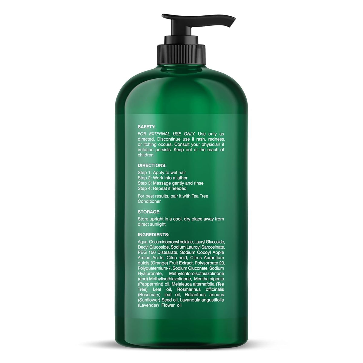 Botanic Hearth label detail highlighting tea tree and vitamin C benefits