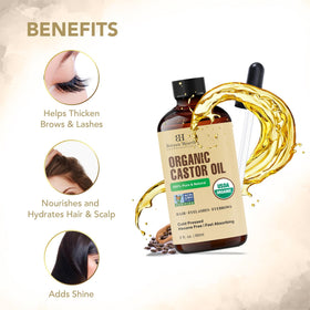 Close-up of castor oil texture demonstrating viscosity and shine benefit conditioning