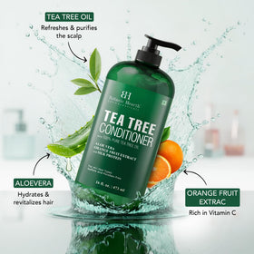 Person applying Botanic Hearth conditioner in shower for smooth hair