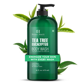 Botanic Hearth front bottle view showing clean eucalyptus-tea tree design and refreshing benefit