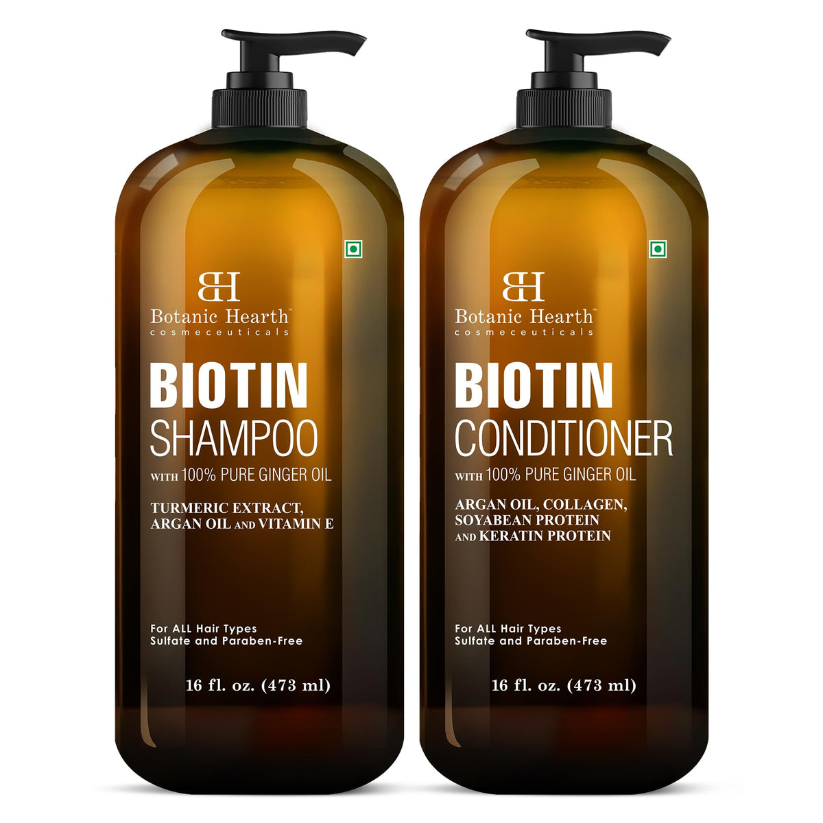 Botanic Hearth front packaging showing biotin set benefits and full bottles