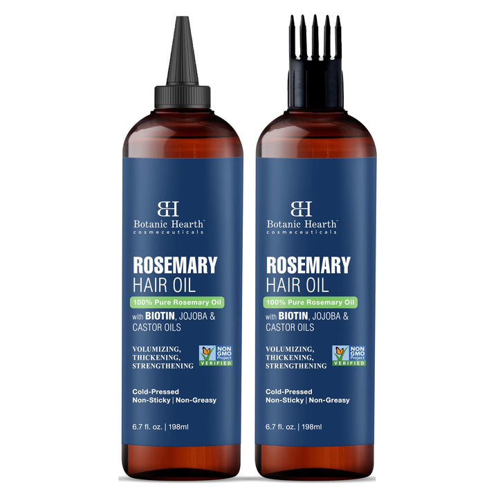 Botanic Hearth front packaging set showing two amber bottles for nourishing hair care