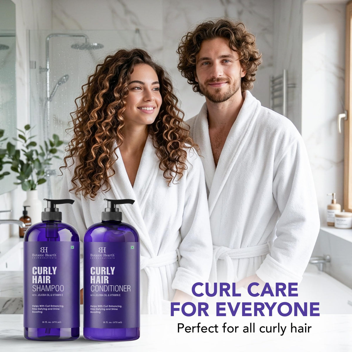 Botanic Hearth shower rack lifestyle scene illustrating daily curly hair routine