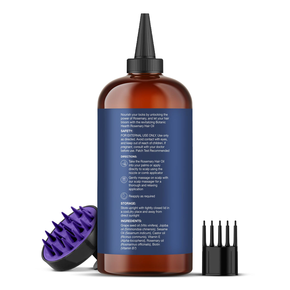 Botanic Hearth ingredients rosemary jojoba castor displayed for natural nourishment