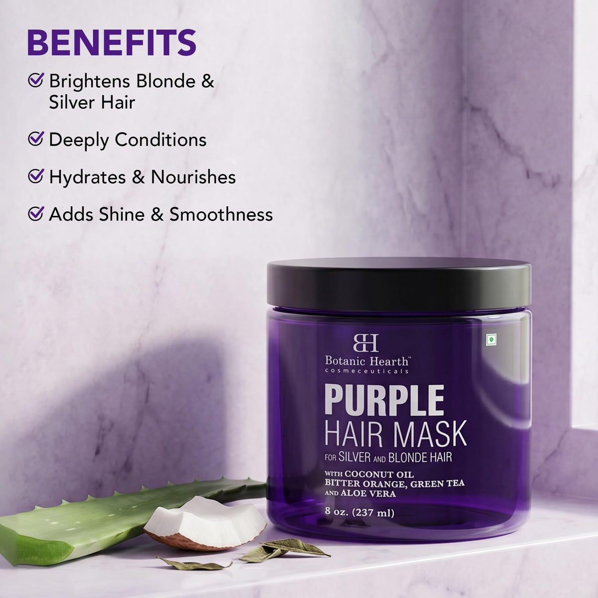 Botanic Hearth jar label close-up emphasizing sulfate and paraben free benefits