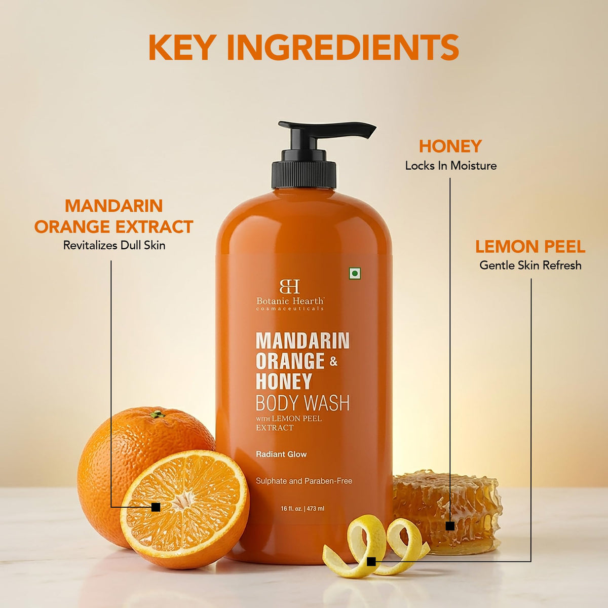 Botanic Hearth label detail featuring sulfate- and paraben-free claims