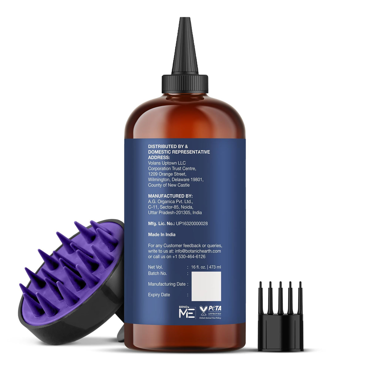 Botanic Hearth bottle in bathroom lifestyle setting promoting daily scalp care