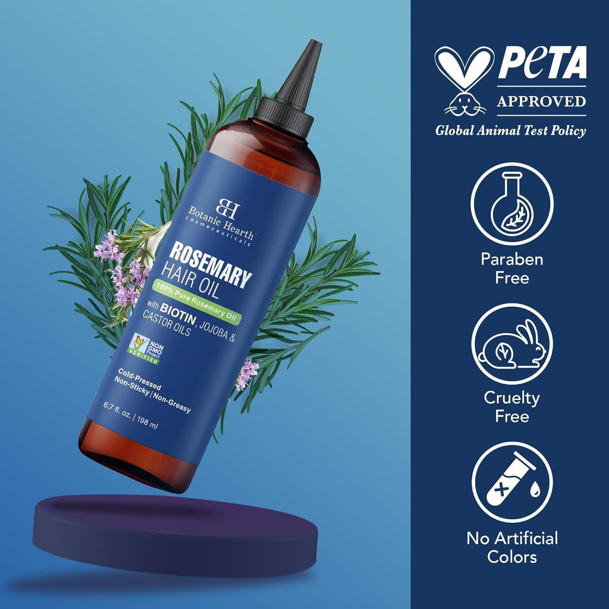 Botanic Hearth bottle on bathroom shelf lifestyle shot conveying daily routine convenience