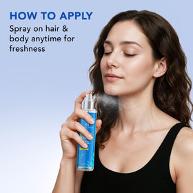 Botanic Hearth mist spraying on hair showing quick-refresh benefit