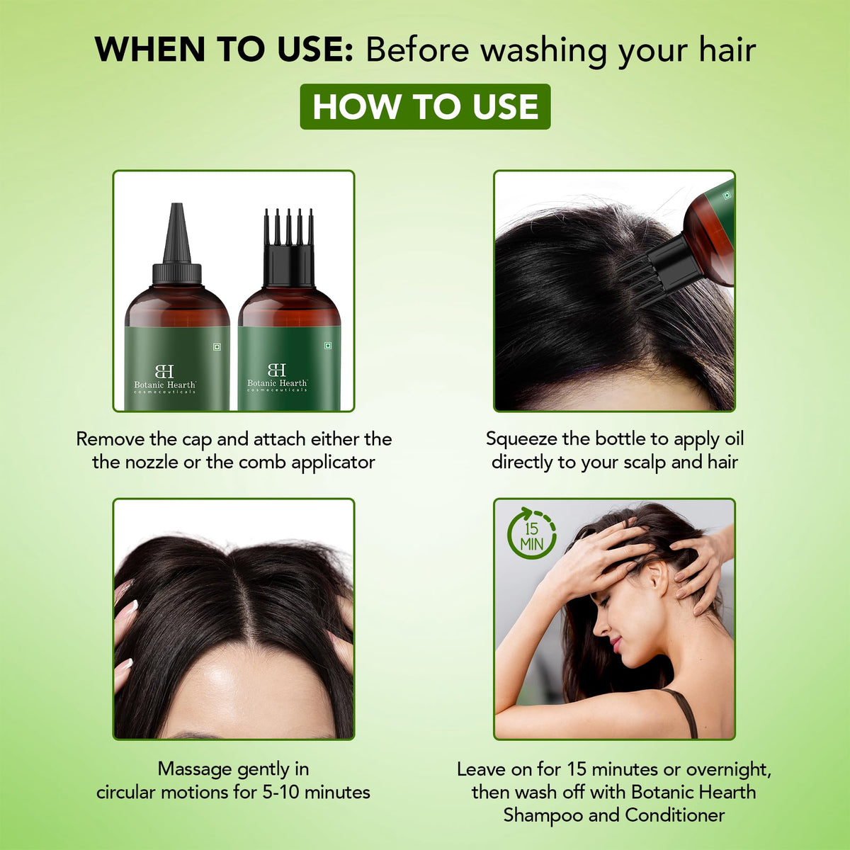 Botanic Hearth oil droplet on scalp during application for itch relief
