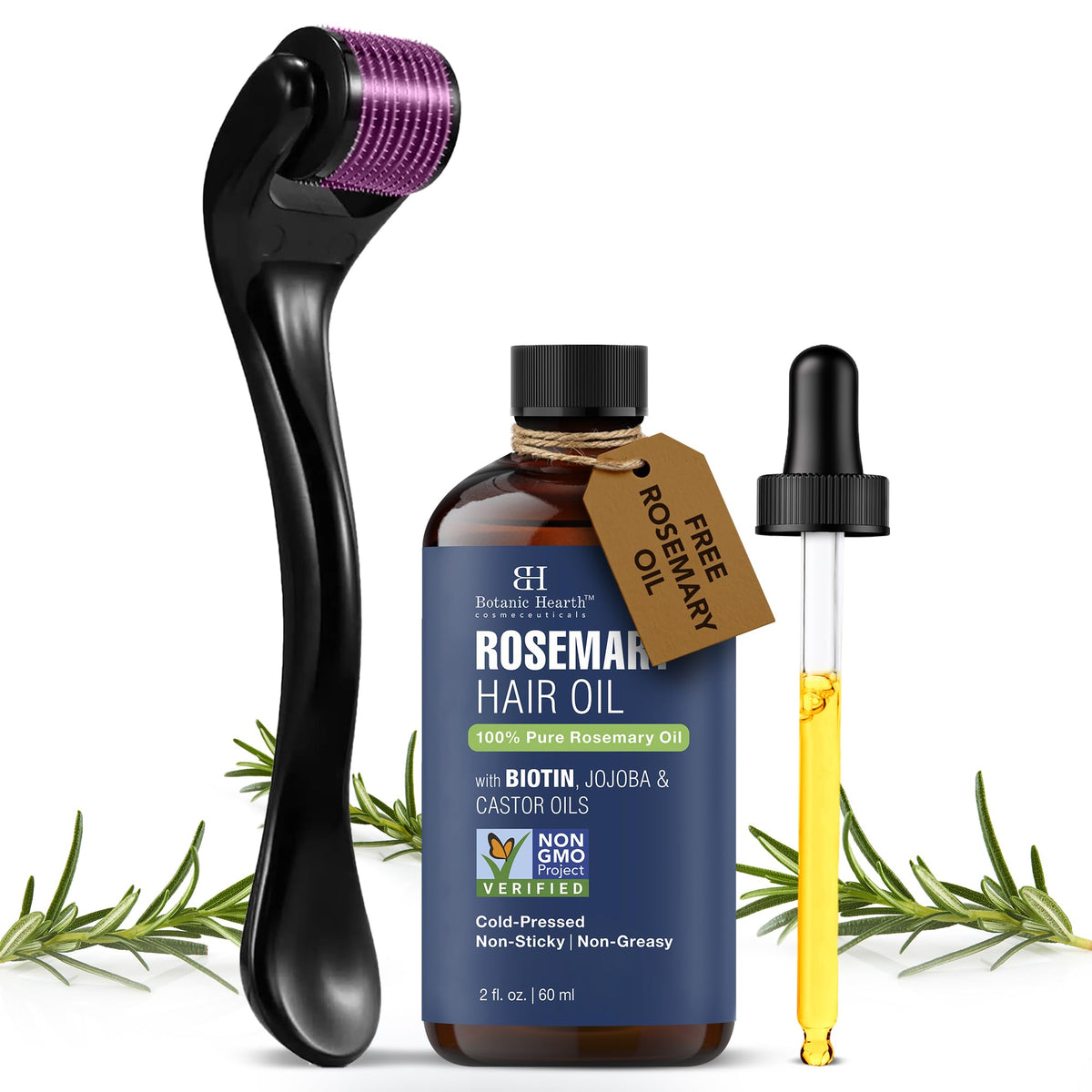 Botanic Hearth derma roller front packaging showing kit components and benefits