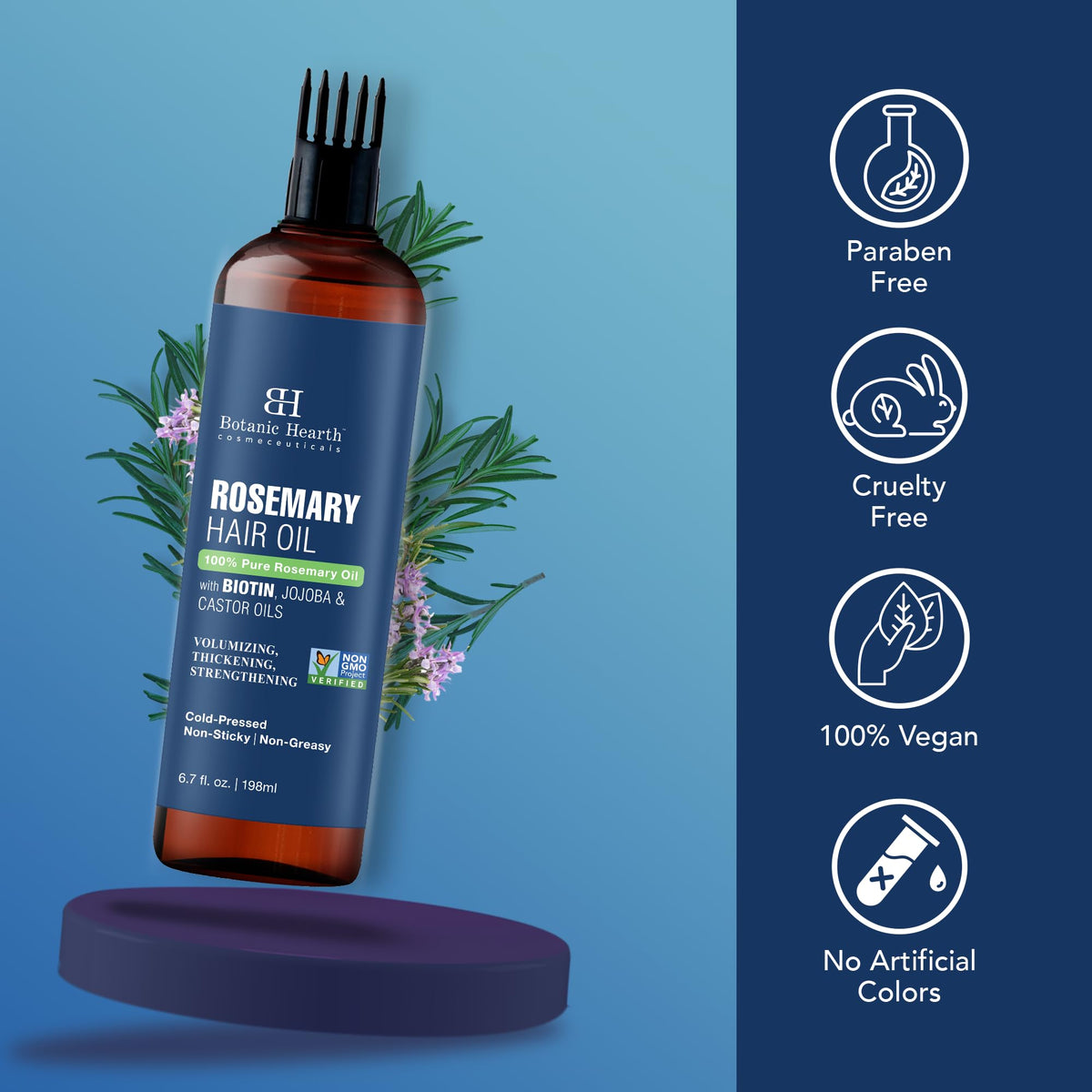 Botanic Hearth scalp application demo with applicator for targeted scalp nourishment