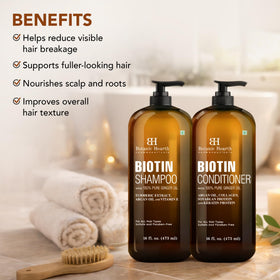 Botanic Hearth shampoo bottle closeup label highlighting key ingredients