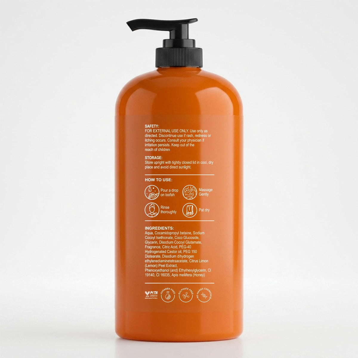 Botanic Hearth bottle next to hand for size and 16 fl oz scale