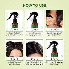 Botanic Hearth spray applied to scalp showing soothing benefit
