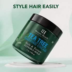 Botanic Hearth before and after hair photo showing reduced frizz and defined texture