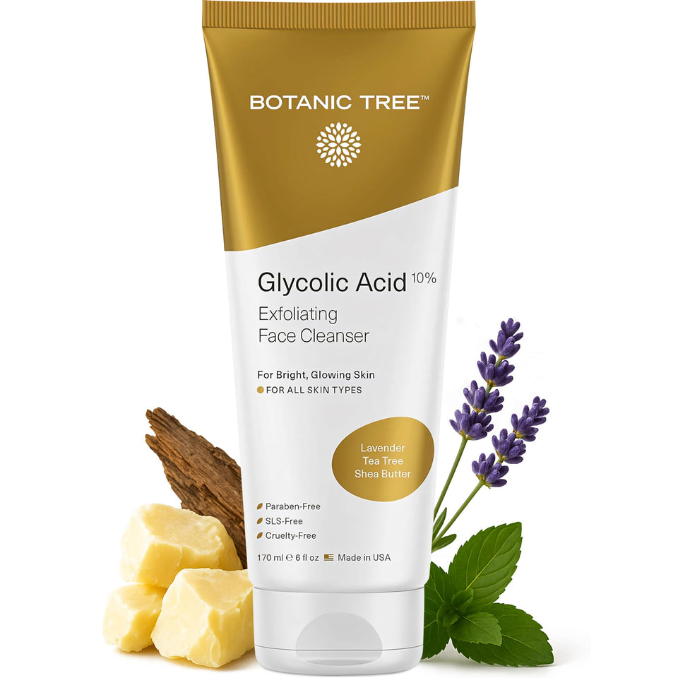 Botanic Tree front packaging showing cleanser and brand, clear product benefit