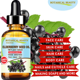 Botanical Beauty label detail on 15 ml bottle highlighting cold-pressed, unrefined claim