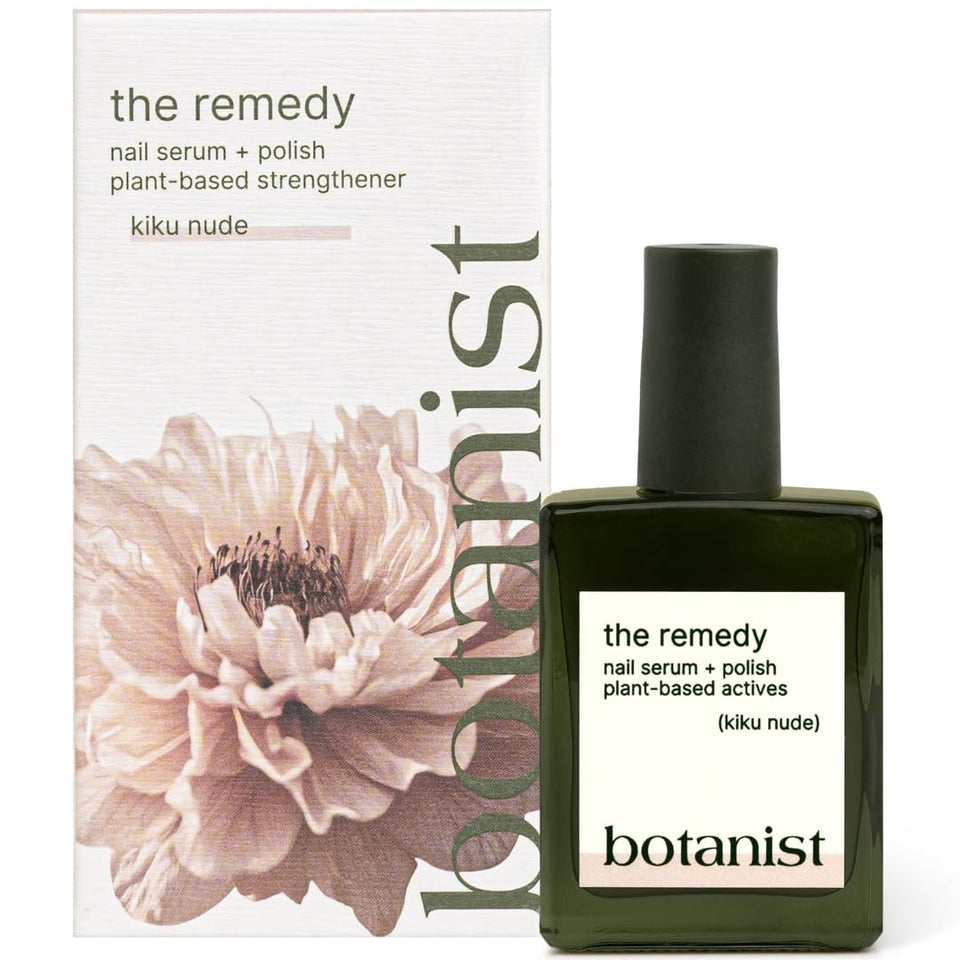 Botanist The Remedy front packaging showing nude bottle and label, helps repair nails