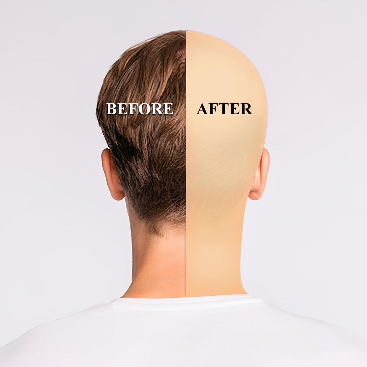 Bouiexye model applying bald cap demonstrating quick cosplay transformation benefit