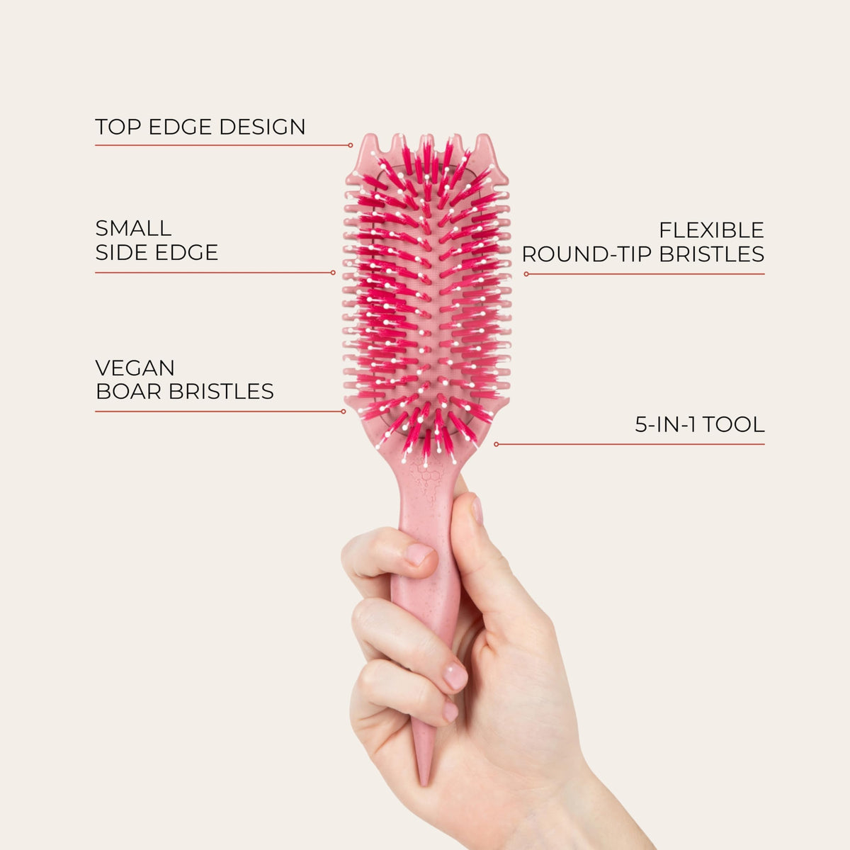 Bounce Curl side profile displaying bristle layout to lift roots and promote volumized curl separation