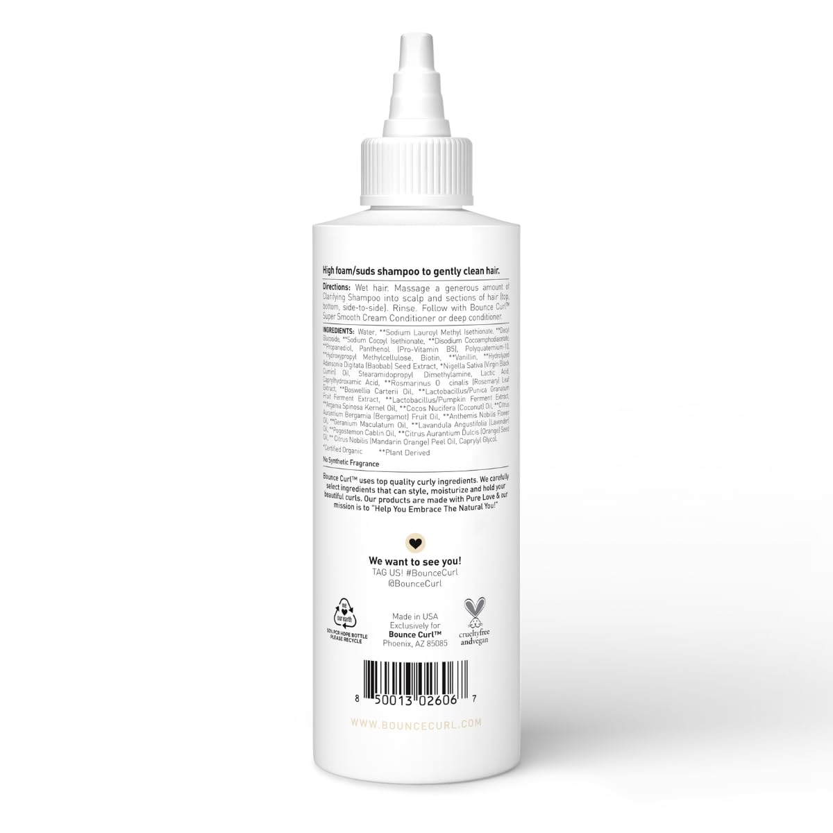 Bounce Curl shampoo on bathroom shelf in lifestyle setting for routine appeal