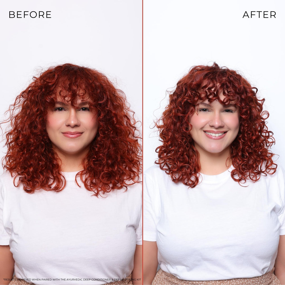 Bounce Curl shampoo in shower on wet curls demonstrating effective use