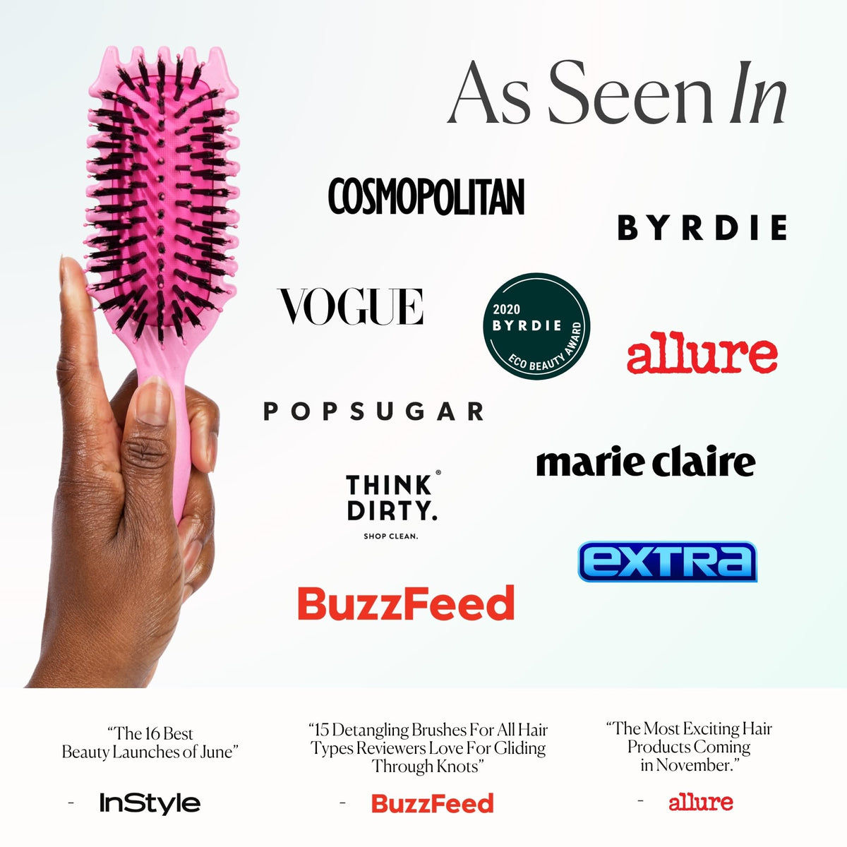 Bounce Curl brush placed on bathroom counter in a lifestyle scene for everyday styling convenience
