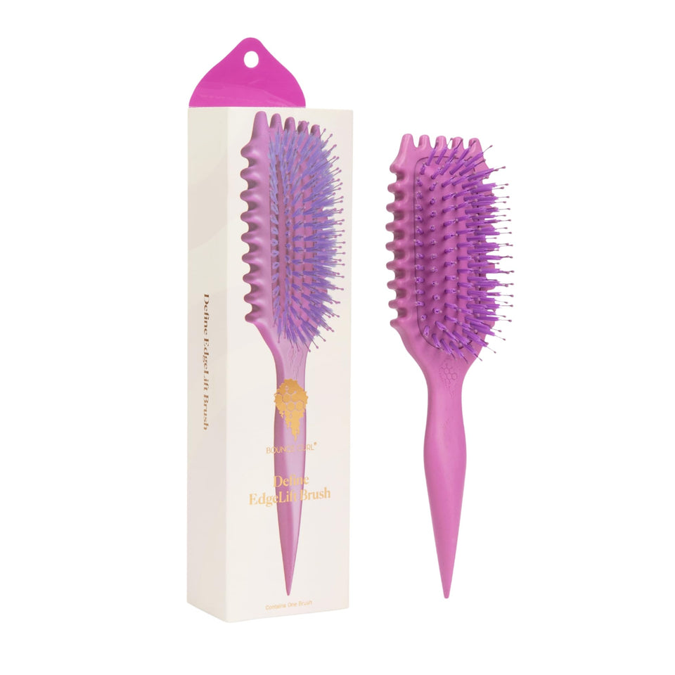 Bounce Curl front view of Define EdgeLift Brush showing full orchid design and benefits
