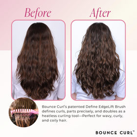 Bounce Curl hand holding brush to show size and travel-friendly convenience and control