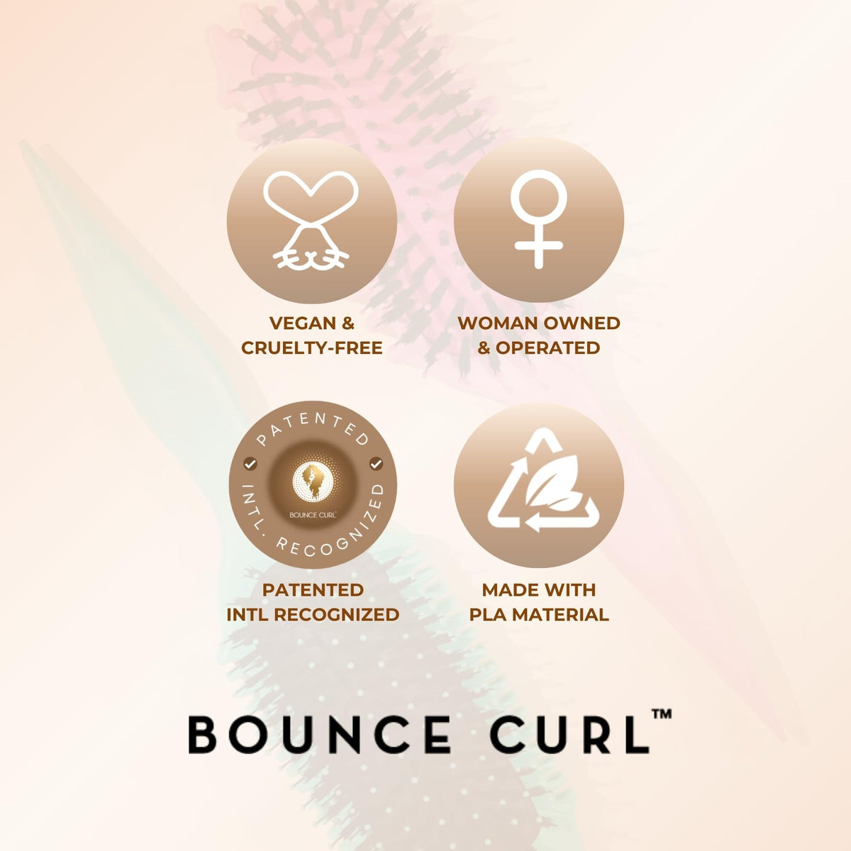 Bounce Curl brush in use on curly hair creating defined medium-sized clumps