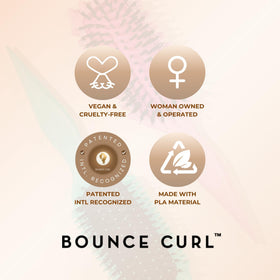 Bounce Curl brush in use on curly hair creating defined medium-sized clumps