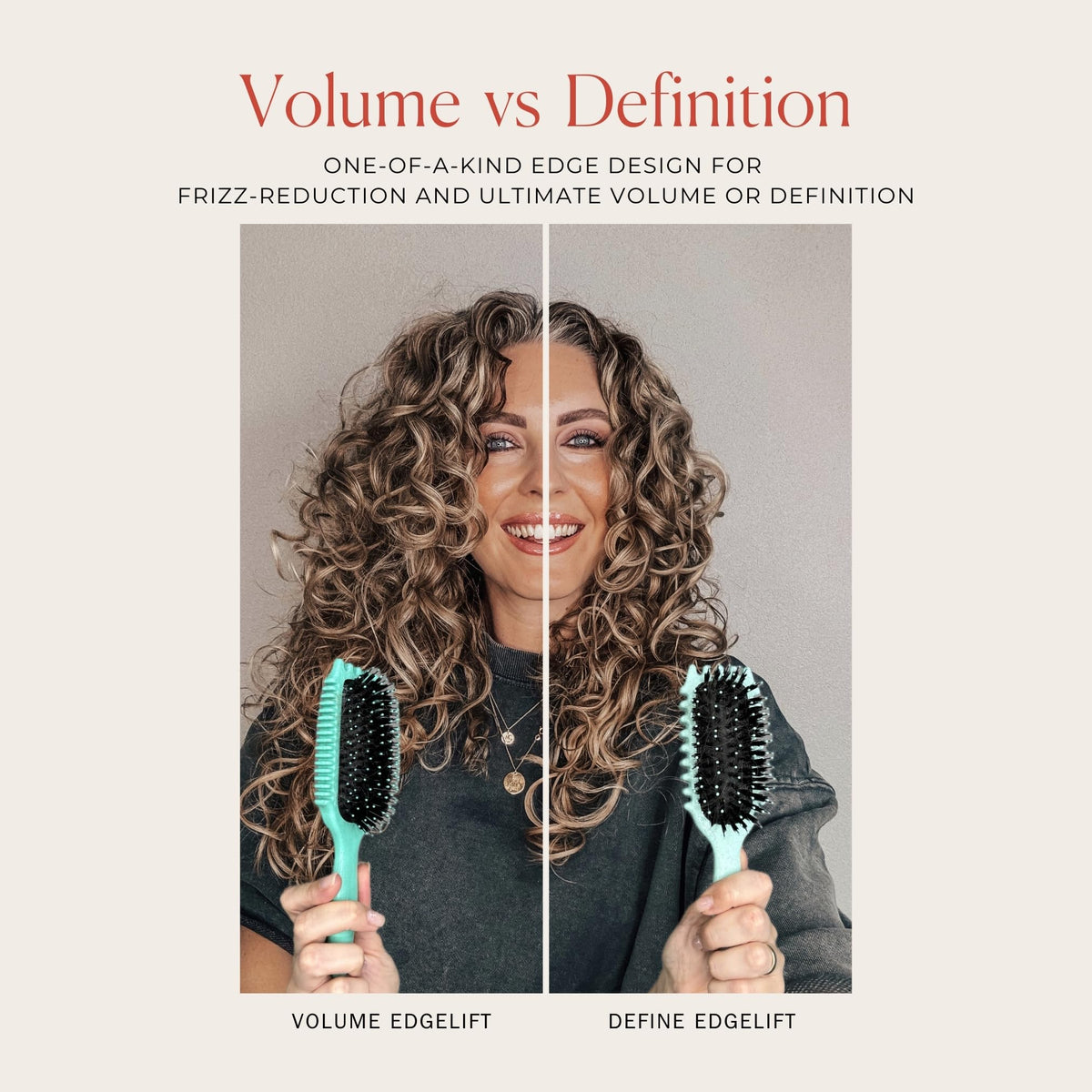 Bounce Curl orchid brush styled in a bathroom lifestyle scene for daily routine