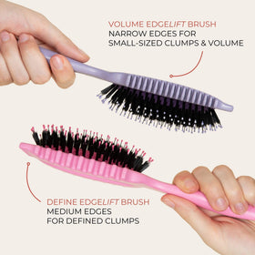 Bounce Curl defined curl clumps after brushing illustrating reduced frizz and enhanced definition benefit