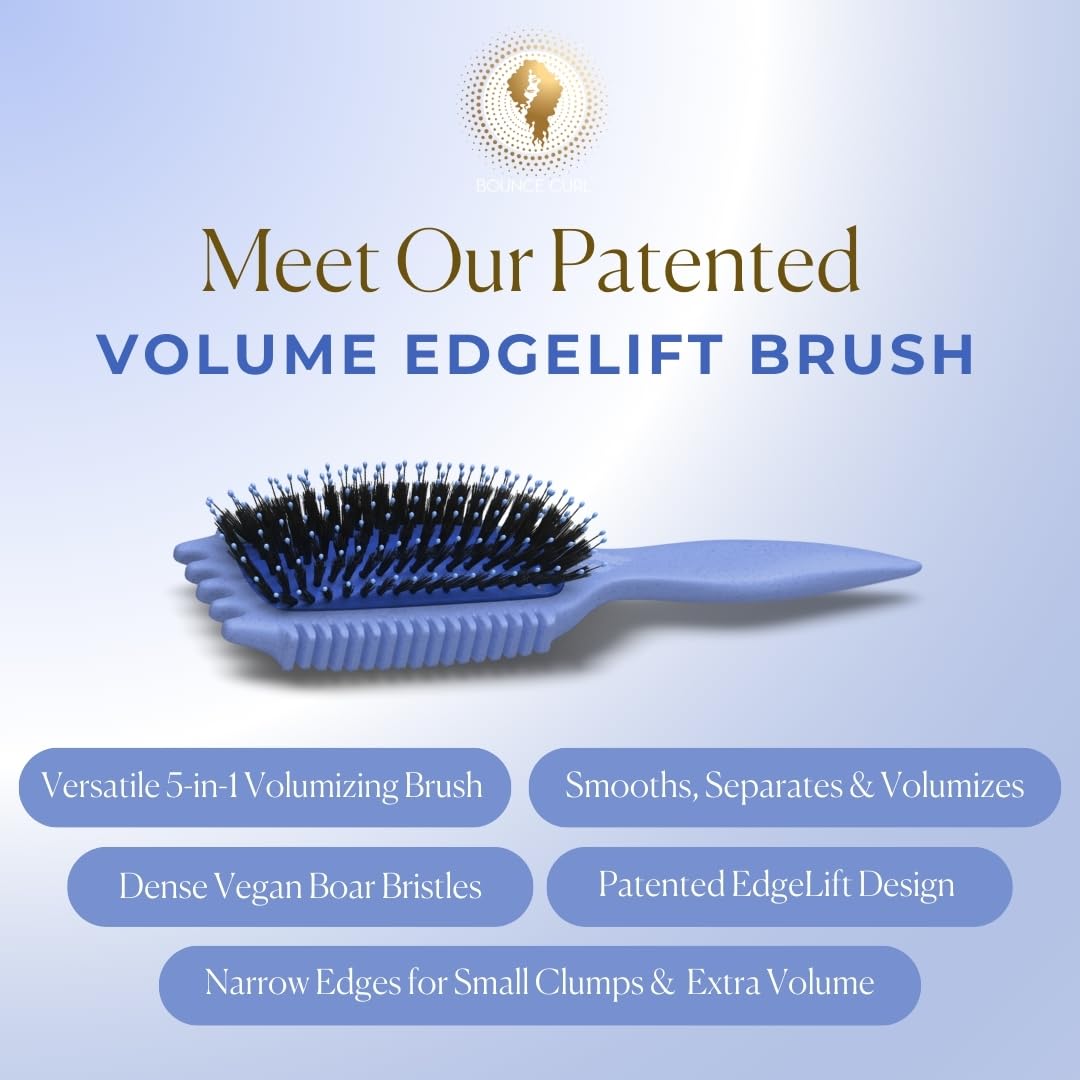 Bounce Curl brush styling damp curls to define clumps and reduce frizz effectively