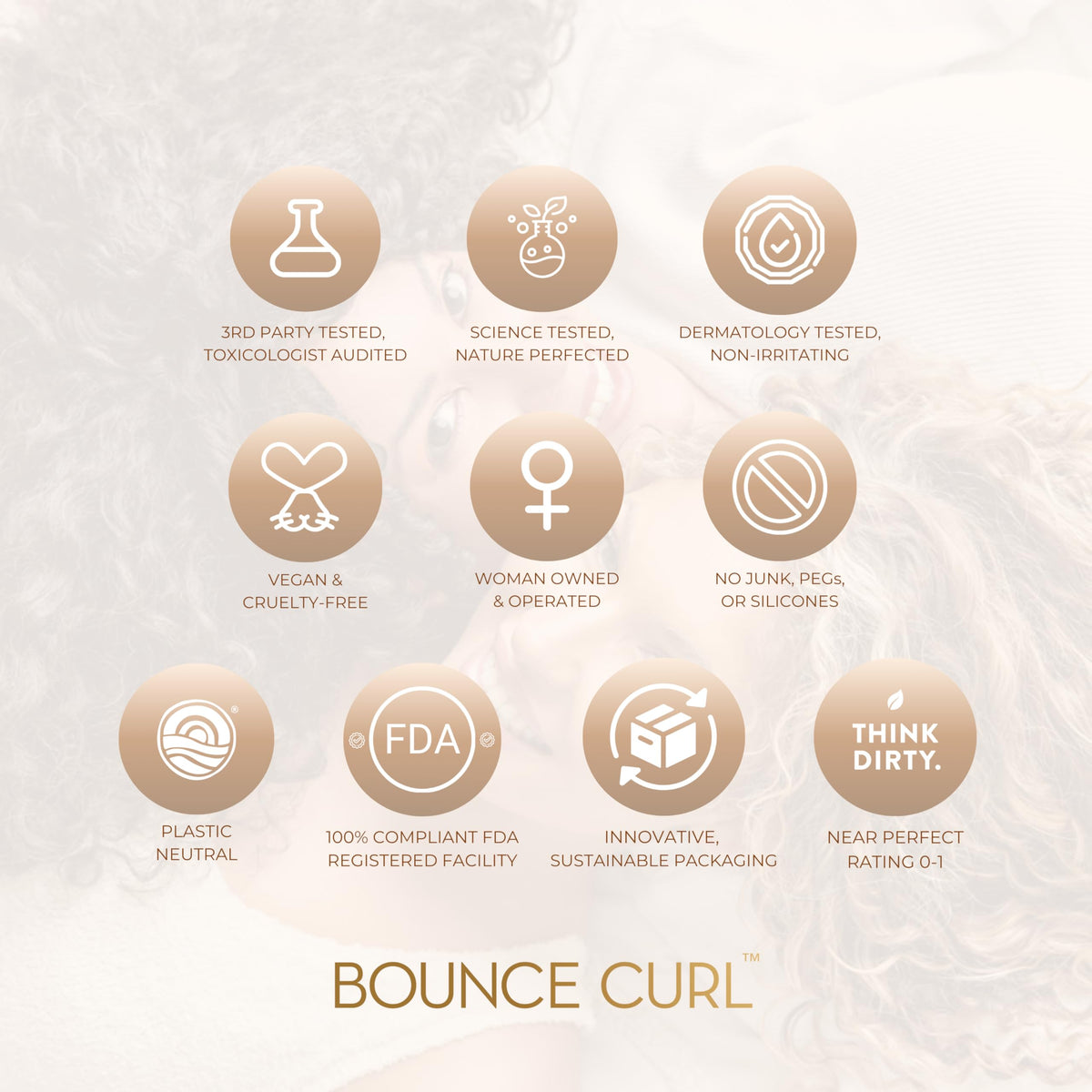 Bounce Curl on model with beachy waves demonstrating natural movement and scent